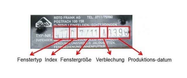 Roto typenschild dachfenster